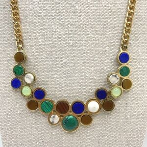 Gold Tone Multi-Color Stone Statement Necklace